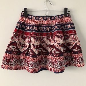 Forever 21 Boho Floral Printed Pleated Mini Skirt